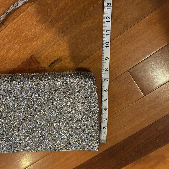 Old Navy Glitter Wristlet Silver Sparkle Glitter Top Zipper Clutch - Picture 4 of 5